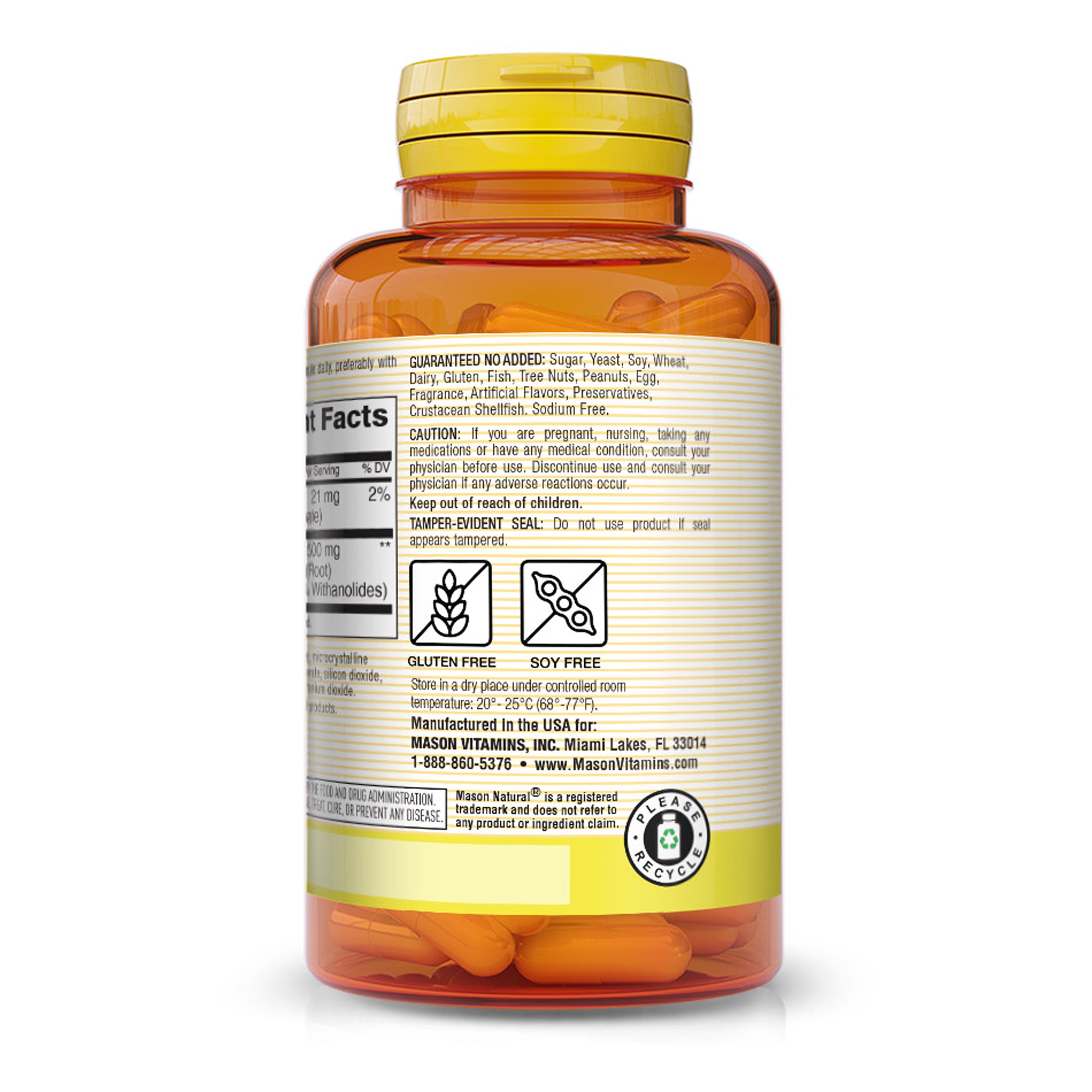 Ashwagandha 500 mg - Healthy Stress Response and Mood Support, Herbal Supplement, 60 Capsules