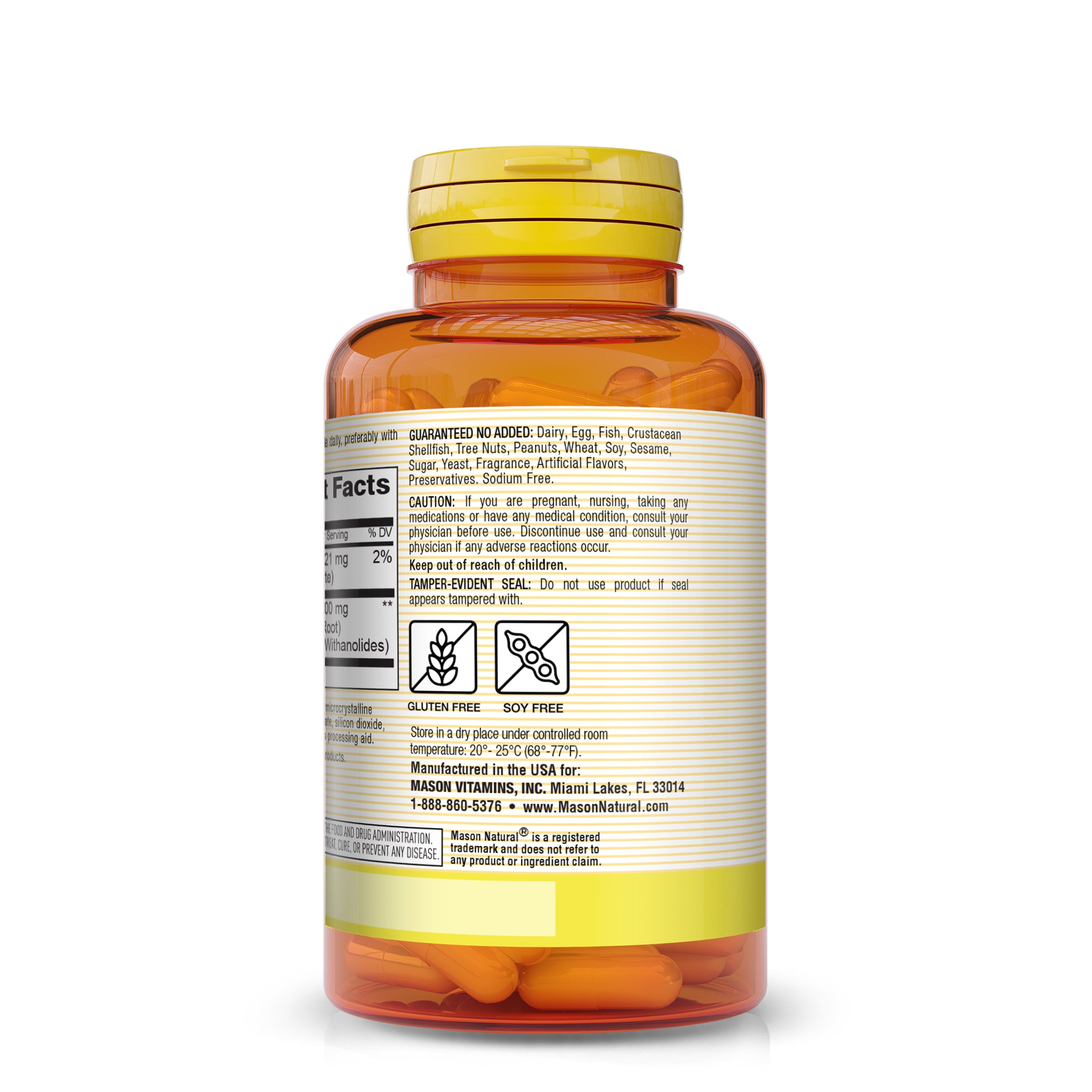 Image of the side of the Mason Natural supplement bottle. 