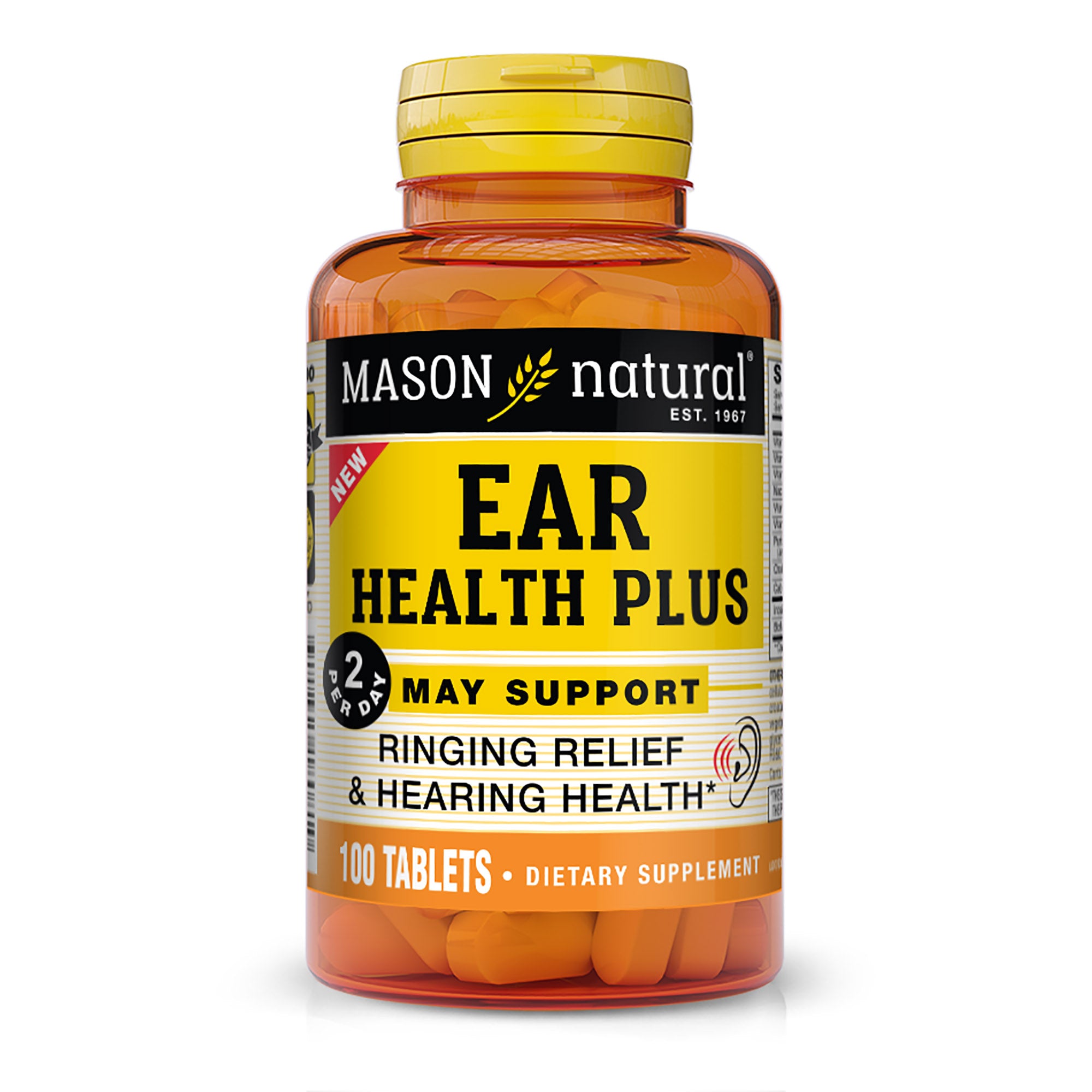 Ear Health Plus with B Vitamins - Supports Healthy Circulation in the Inner Ear, Ringing Ears Relief, 100 Tablets