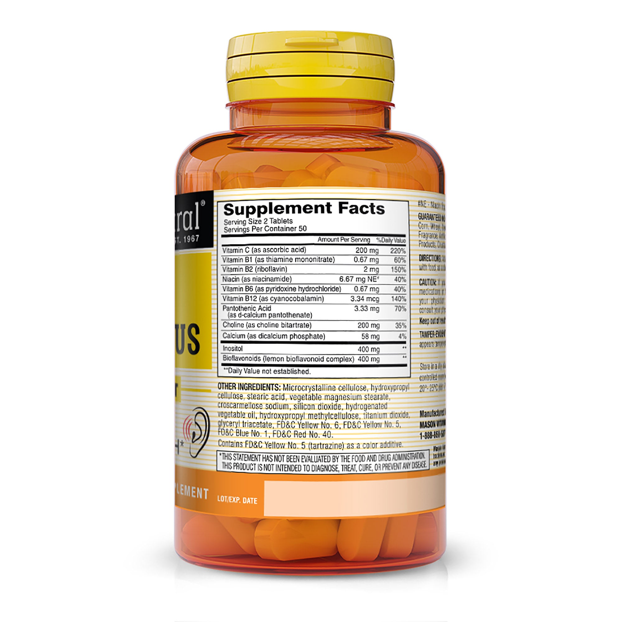 Ear Health Plus with B Vitamins - Supports Healthy Circulation in the Inner Ear, Ringing Ears Relief, 100 Tablets