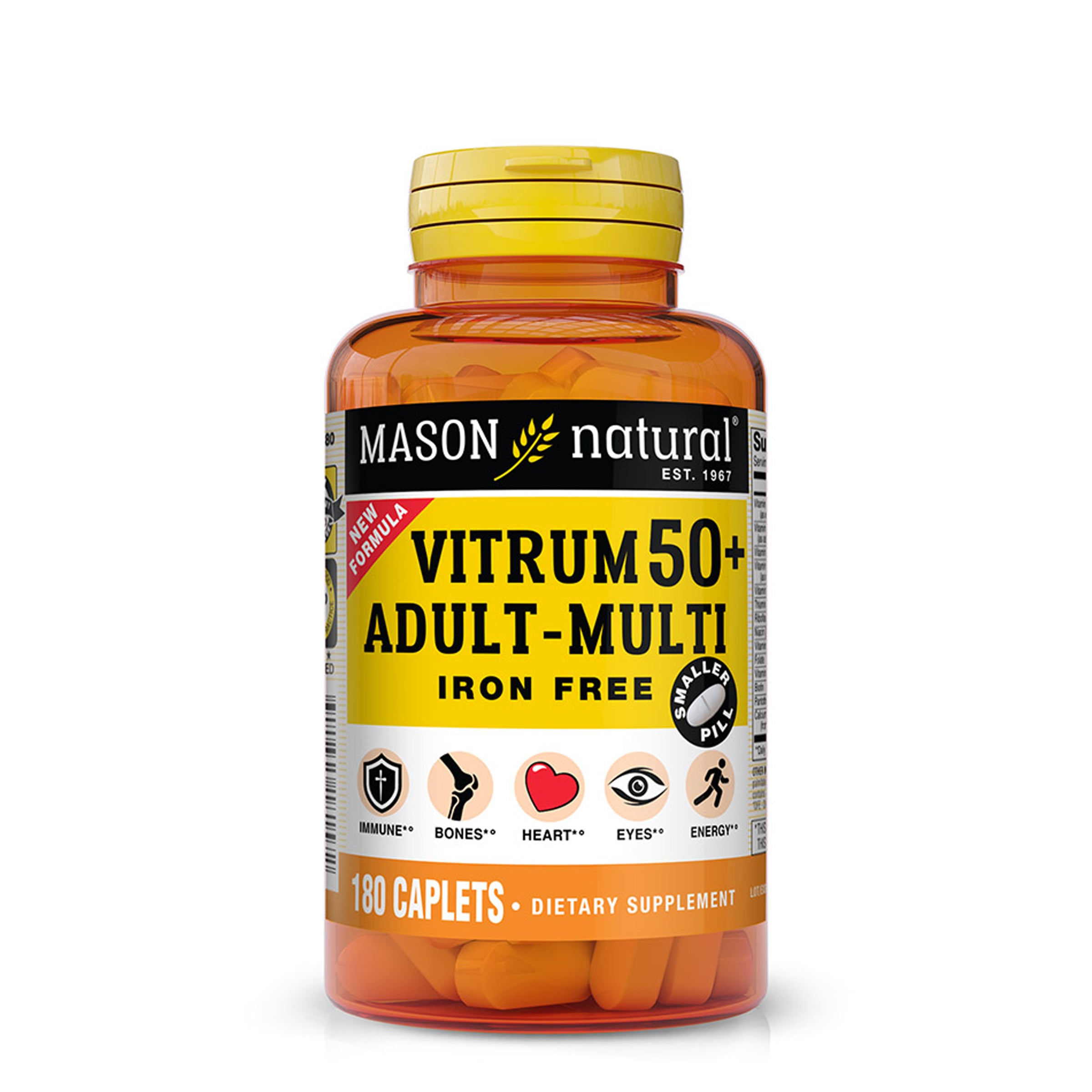 Vitrum 50+ Adult Multi Iron Free – Daily Multivitamin for Energy, Immune, Bone & Eye Health, Caplets