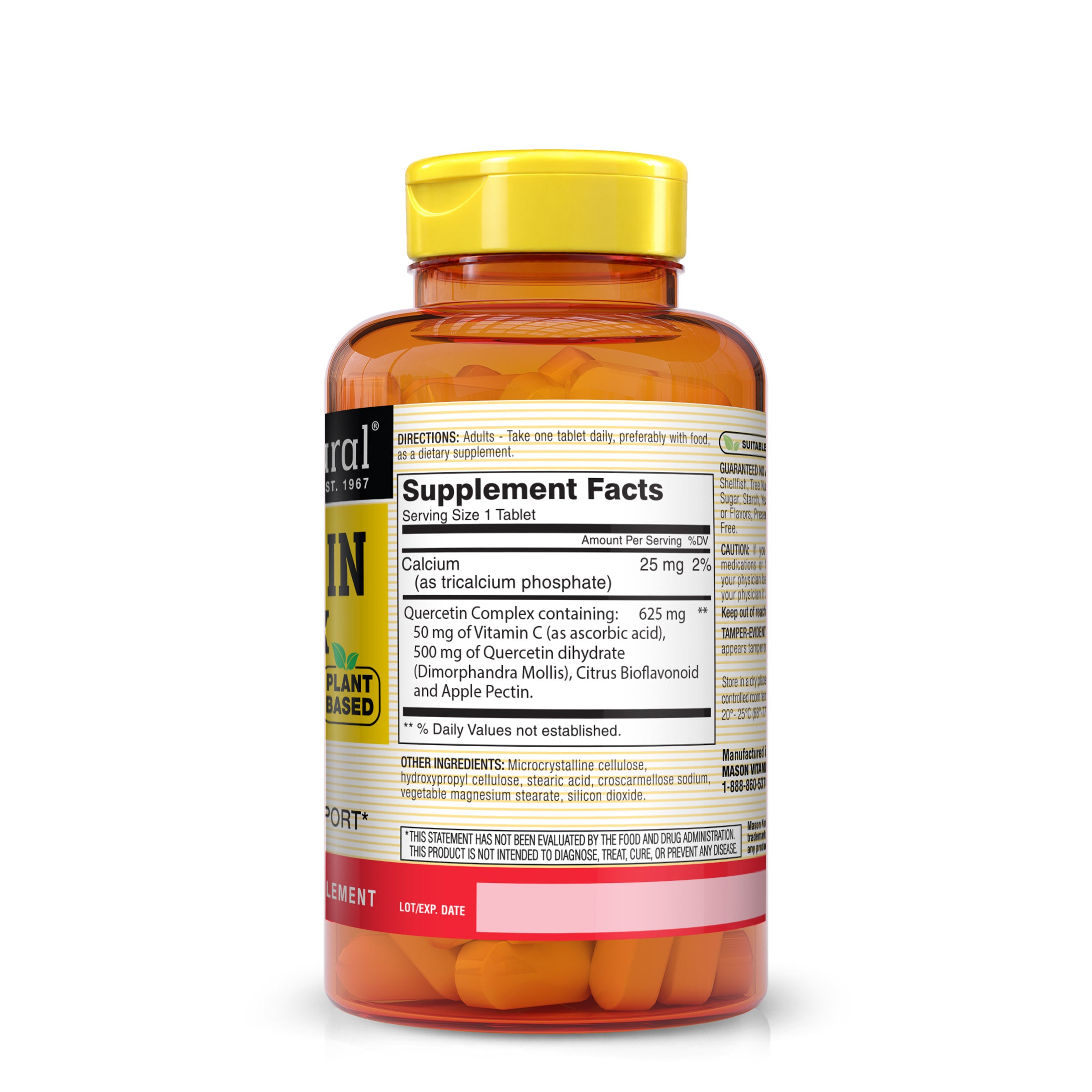 Plant Based Quercetin Complex 625 mg - Immunity Booster, Healthy Inflammatory Response, Potent Antioxidant, 60 Tablets