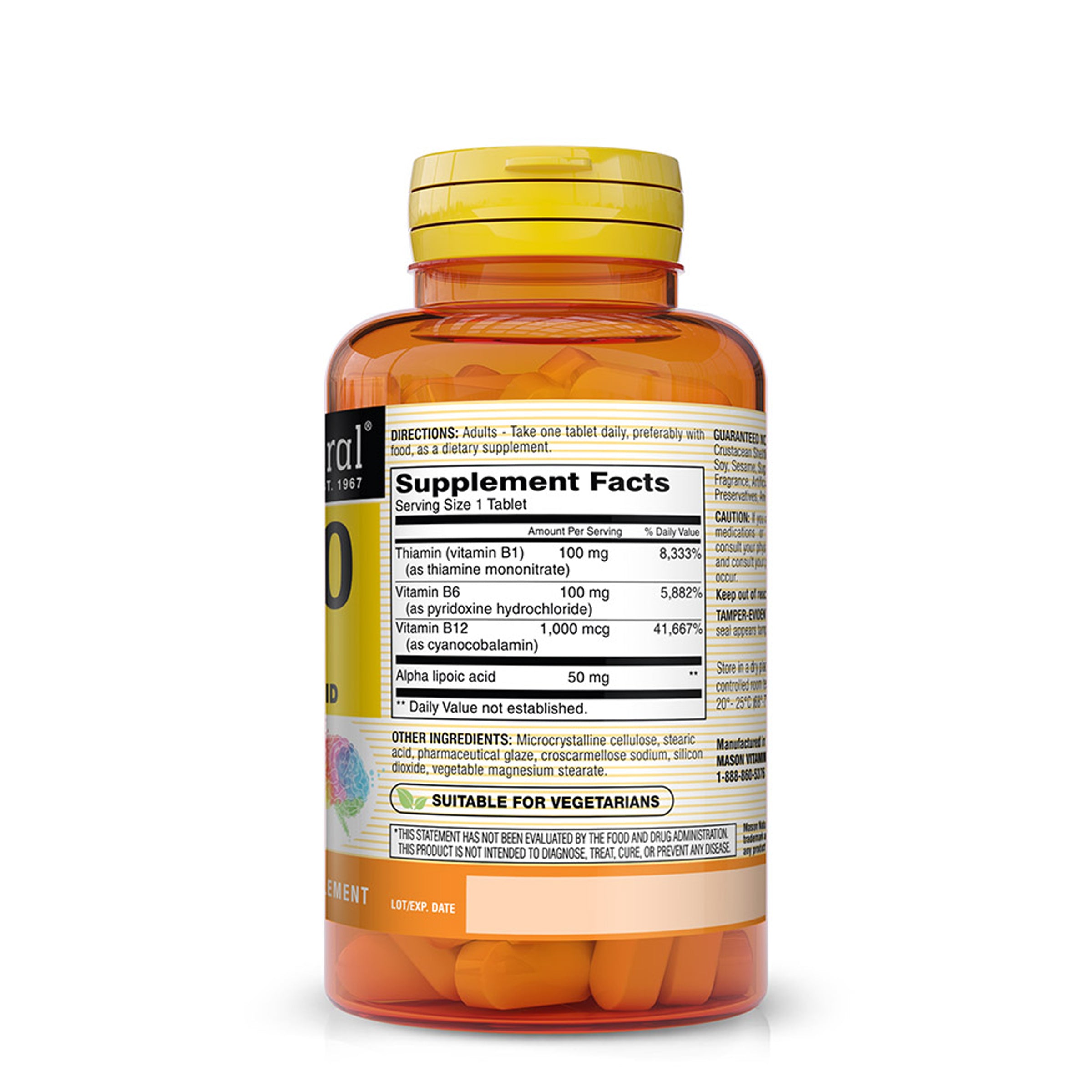 Mason Natural Neuro Complex with Alpha Lipoic Acid, Support Nerve and Brain Function, 100 Tablets