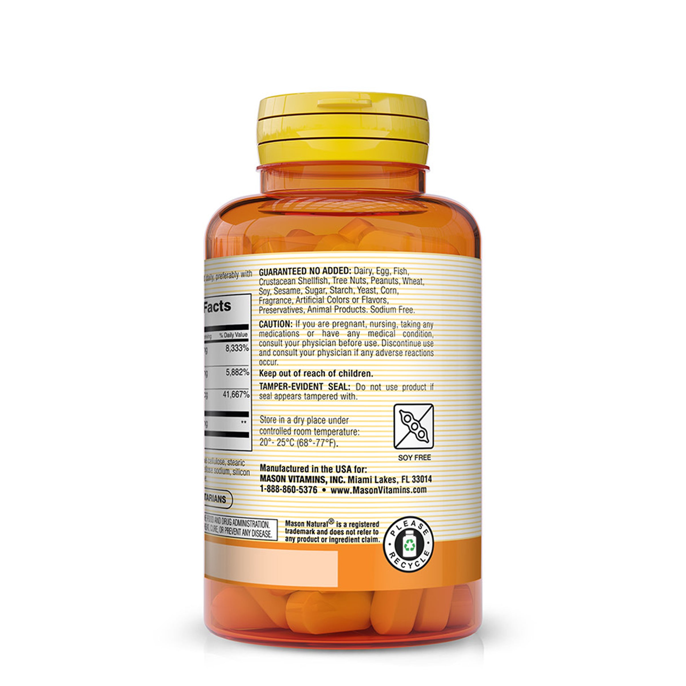 Mason Natural Neuro Complex with Alpha Lipoic Acid tablets. Image of back of bottle on a white background.