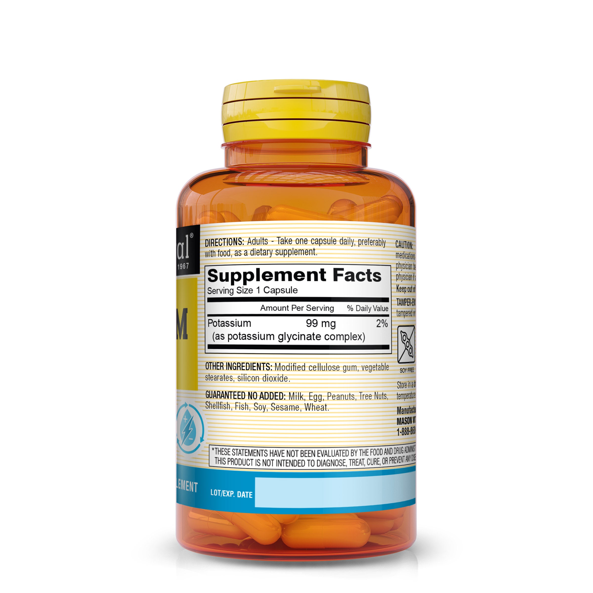 Optimum Absorption Potassium Glycinate, Electrolyte & Fluid Balance, Heart, Nerve & Muscle Health, 90 Veggie Capsules