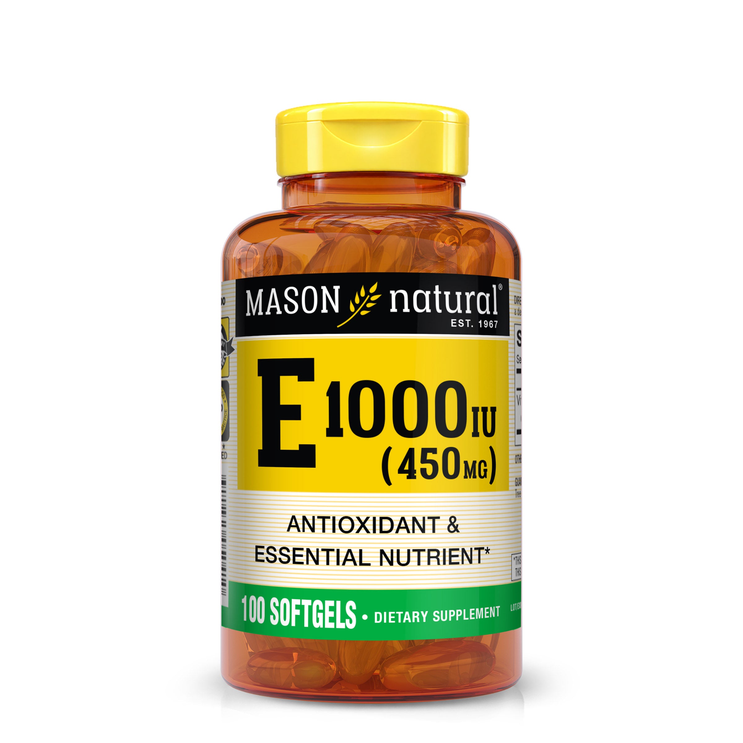 Vitamin E 450 mg (1,000 IU) - Antioxidant and Essential Nutrient, Healthy Immune System, Skin and Eyes, Whole Body Supplement, Softgels