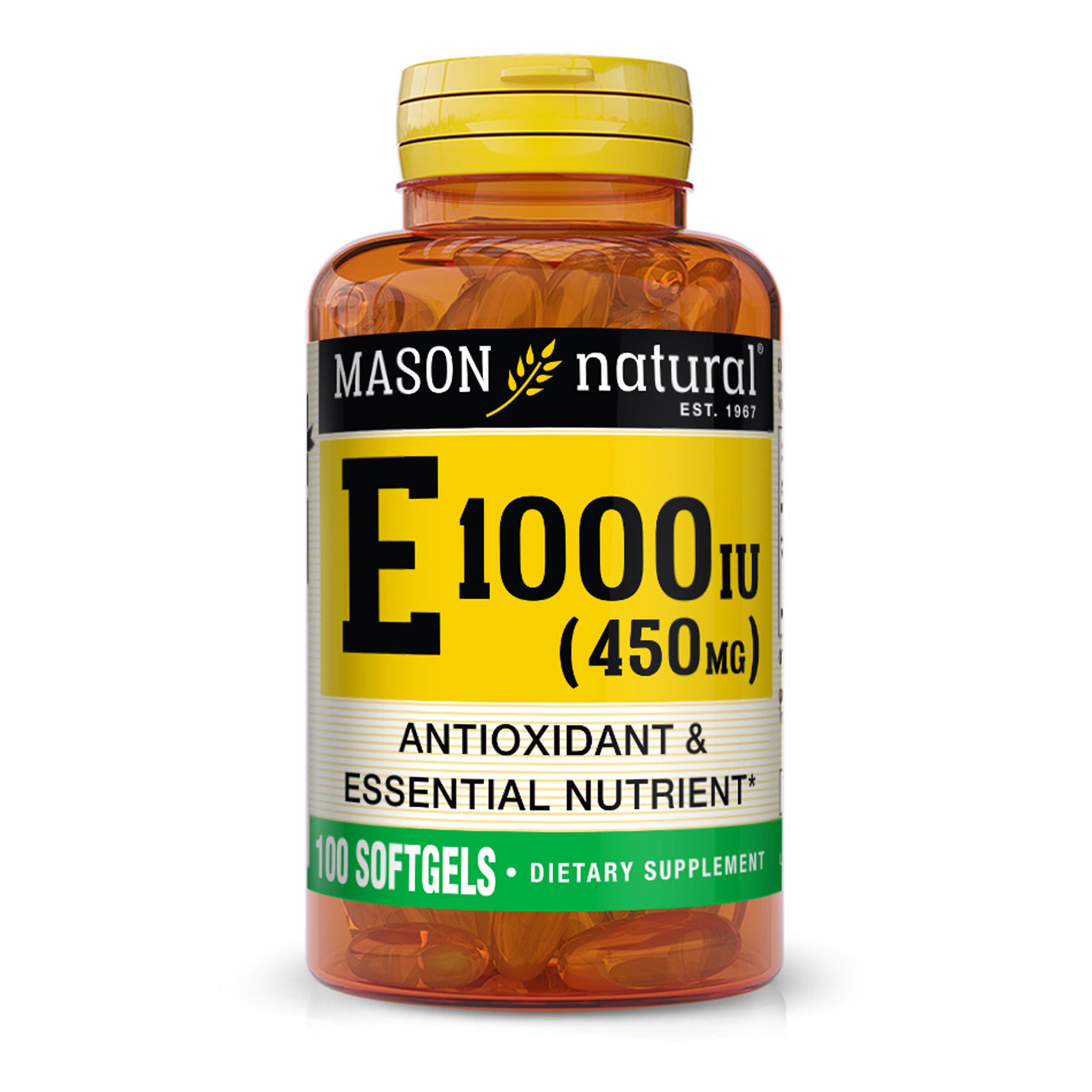 Vitamin E 450 mg (1,000 IU) - Antioxidant and Essential Nutrient, Healthy Immune System, Skin and Eyes, Whole Body Supplement, Softgels