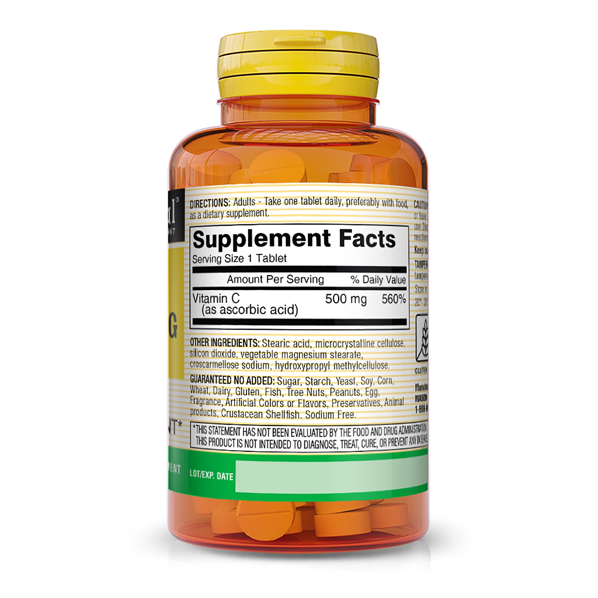 Vitamin C 500 mg - Supports Healthy Immune System, Antioxidant and Essential Nutrient, 100 Tablets