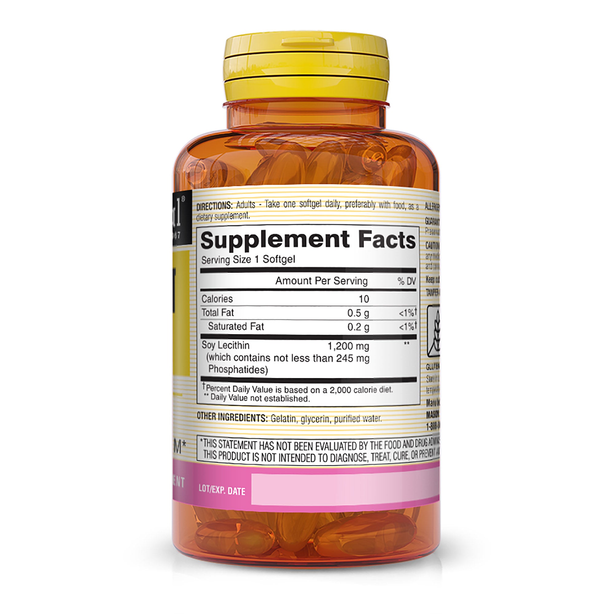 Lecithin 1200 mg - Healthy Cardiovascular System, Promotes Liver and Reproductive Health, 100 Softgels