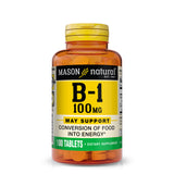 Vitamin B1 (Thiamin) 100 mg - Healthy Conversion of Food into Energy, Supports Nerve and Immune Health, 100 Tablets