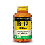 Vitamin B12 100 mcg with Calcium - Healthy Conversion of Food into Energy, Supports Nerve Function and Health, 100 Tablets