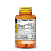 Mason Natural Daily Multiple Vitamins, Vitamins A, C, D3, E, B Complex, Folate and Calcium for Overall Health, 100 Tablets. Image of the back of the mini multi vitamins bottle.