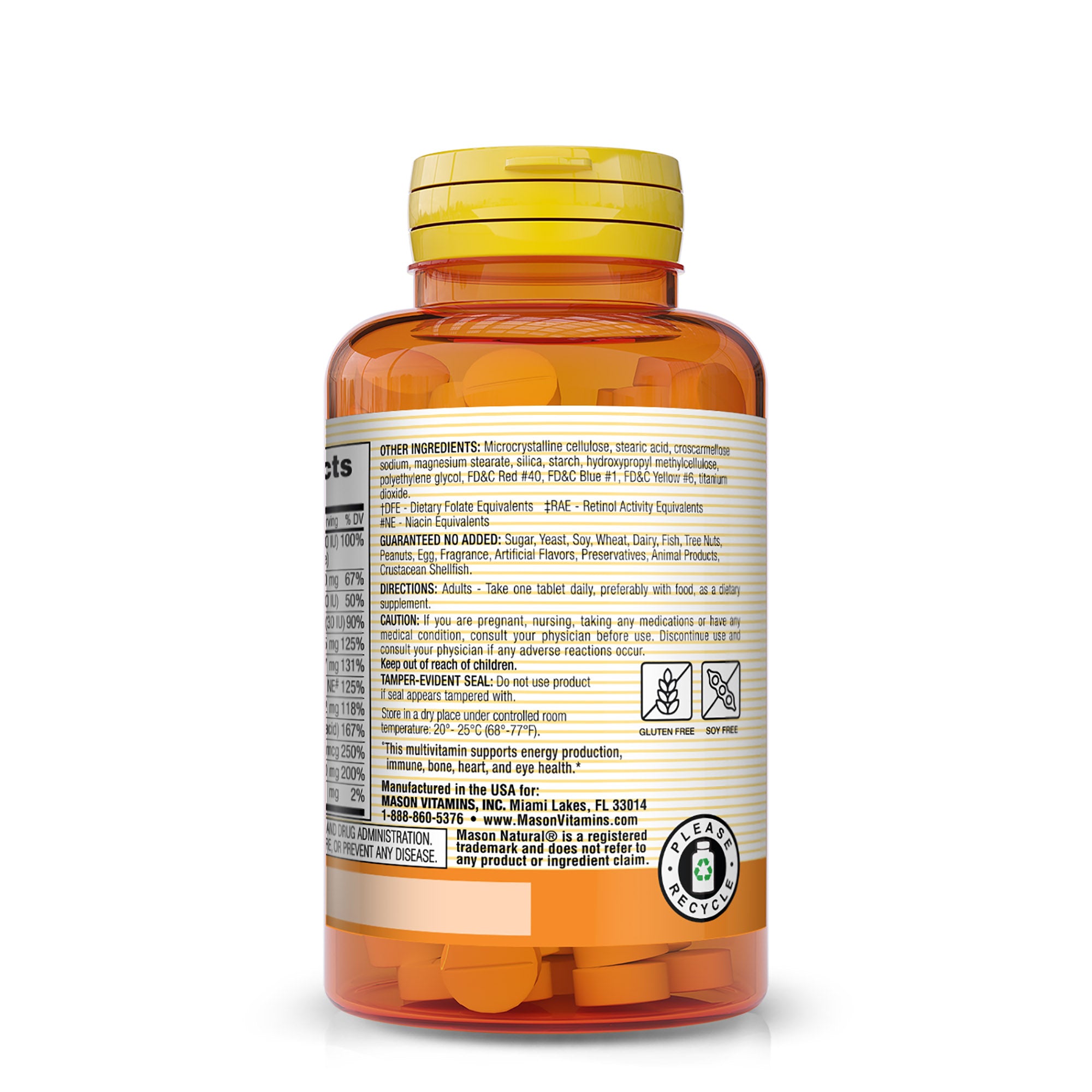 Mason Natural Mini Multivitamins, Vitamins A, C, D3, E, B1, B2, B3, B6, B12, Folate and Calcium for Overall Health, Tablets