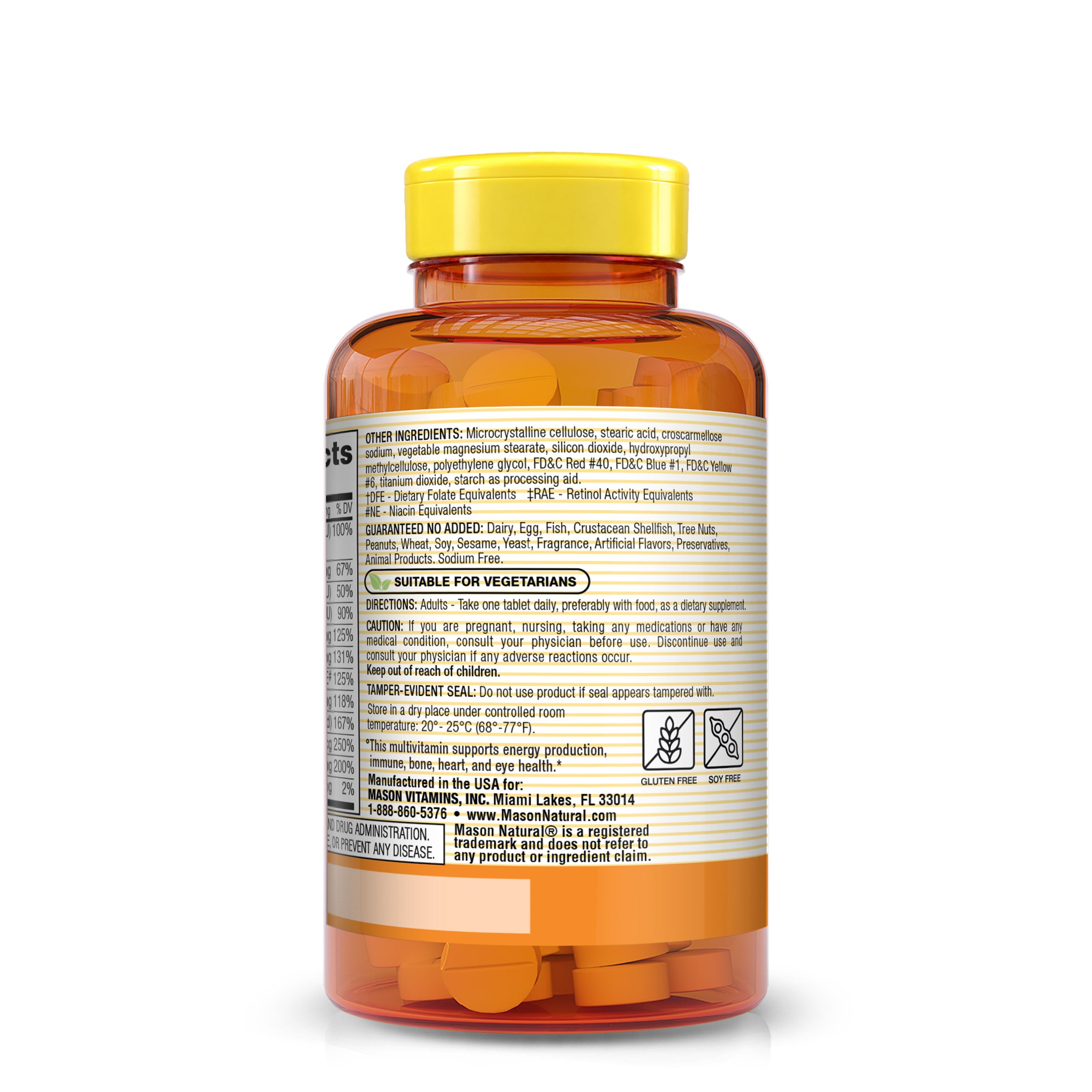 Mason Natural Mini Multivitamin – Vitamins A, C, D3, E, B-Complex & Calcium, 100 Tablets