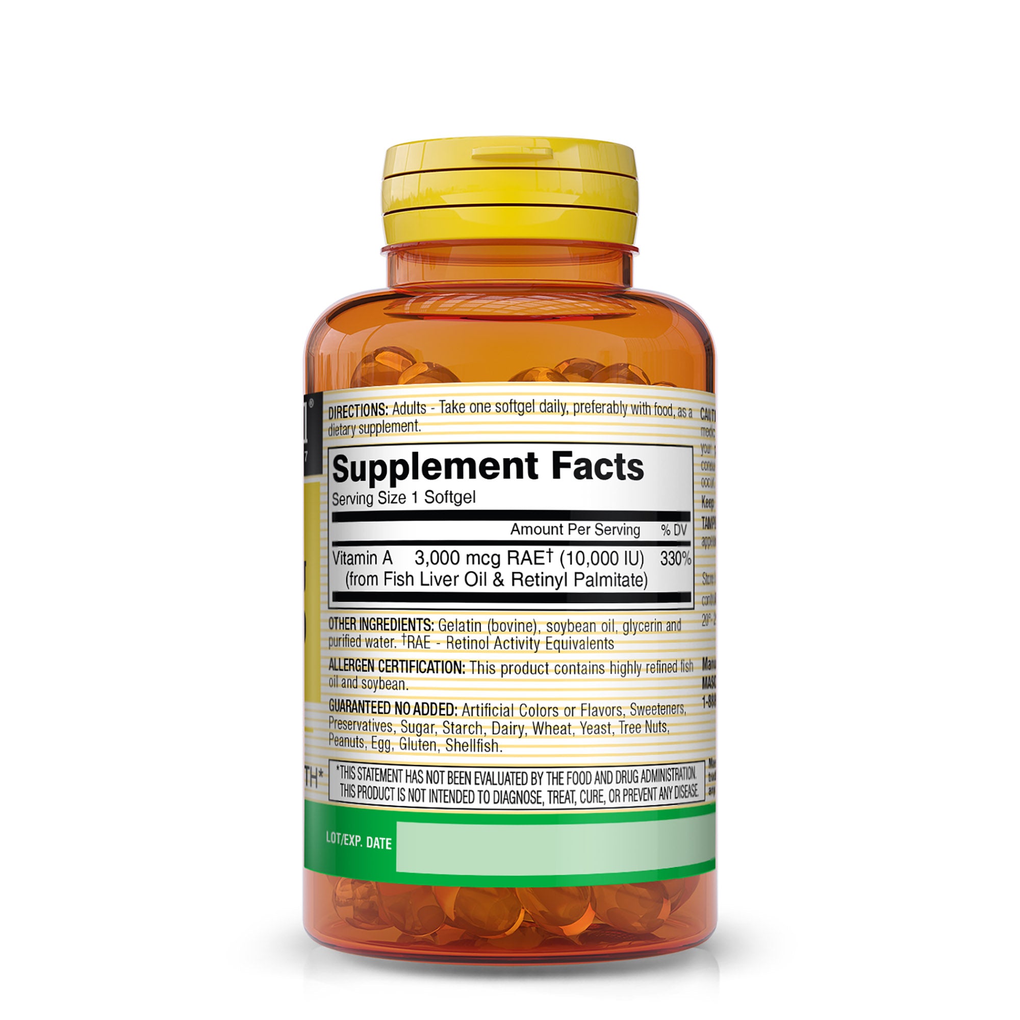 Vitamin A 3,000 mcg (10000 IU) from Fish Liver Oil - Promotes Healthy Vision, Supports a Healthy Immune System, Essential Nutrient, 100 Softgels