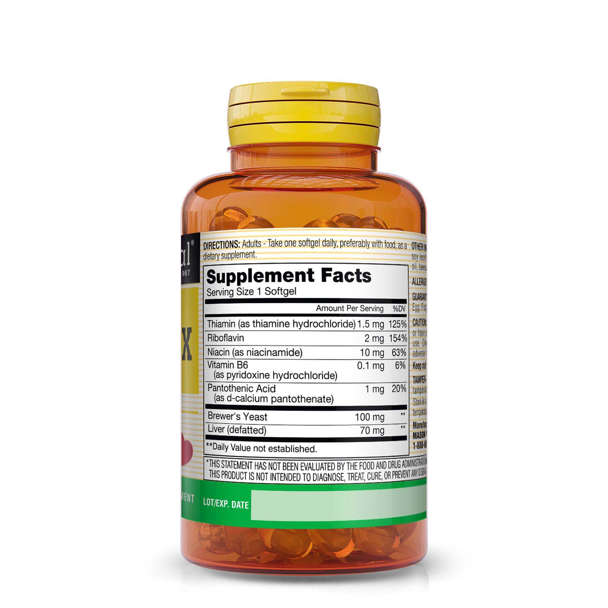 Vitamin B-Complex, 300-day Supply, for Normal Nerve Support and Energy Metabolism, 100 Softgels