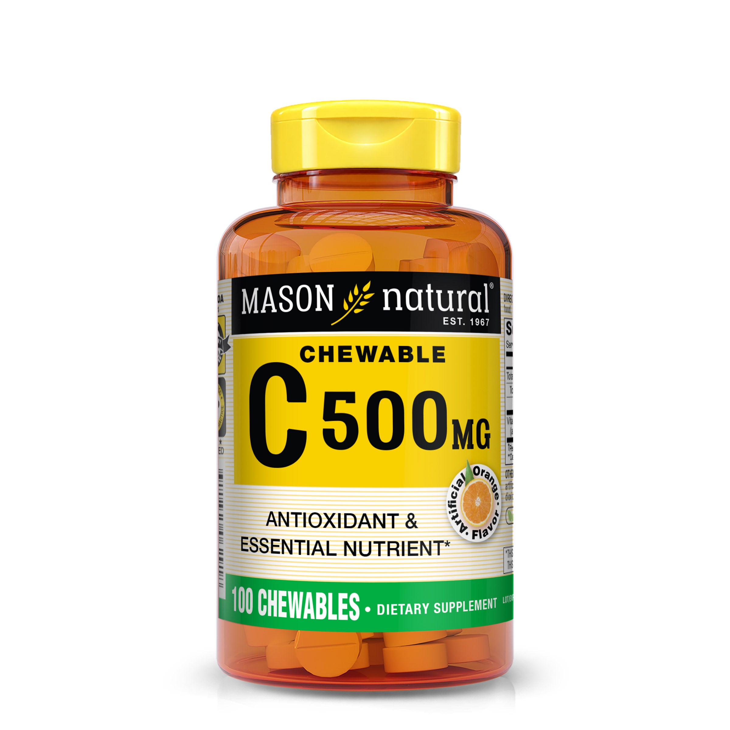 Mason Natural Chewable Vitamin C 500 mg, Antioxidant Support & Essential Nutrient, 100 Chewable Tablets