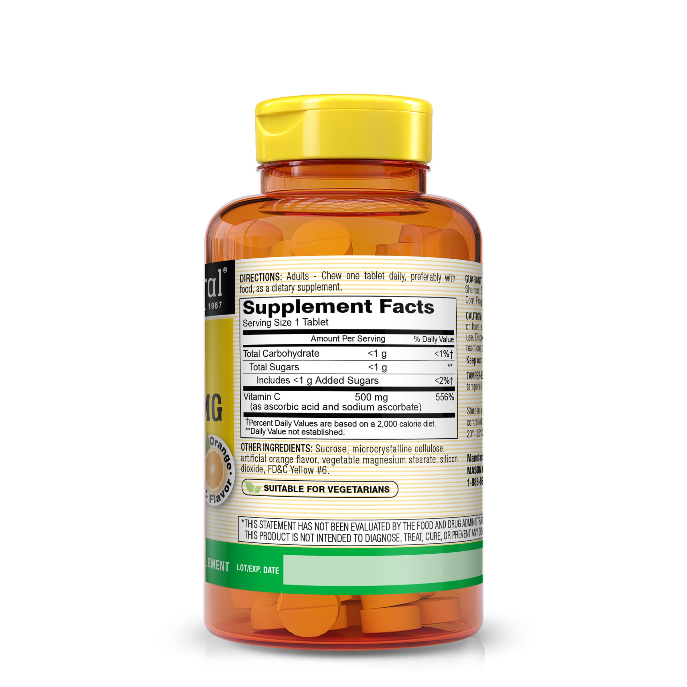 Mason Natural Chewable Vitamin C 500 mg, Antioxidant Support & Essential Nutrient, 100 Chewable Tablets