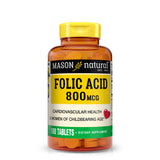 Mason Natural Folic Acid 800 mcg – Prenatal & Women’s Health, Nervous System & Cellular Support, 100 Tablets