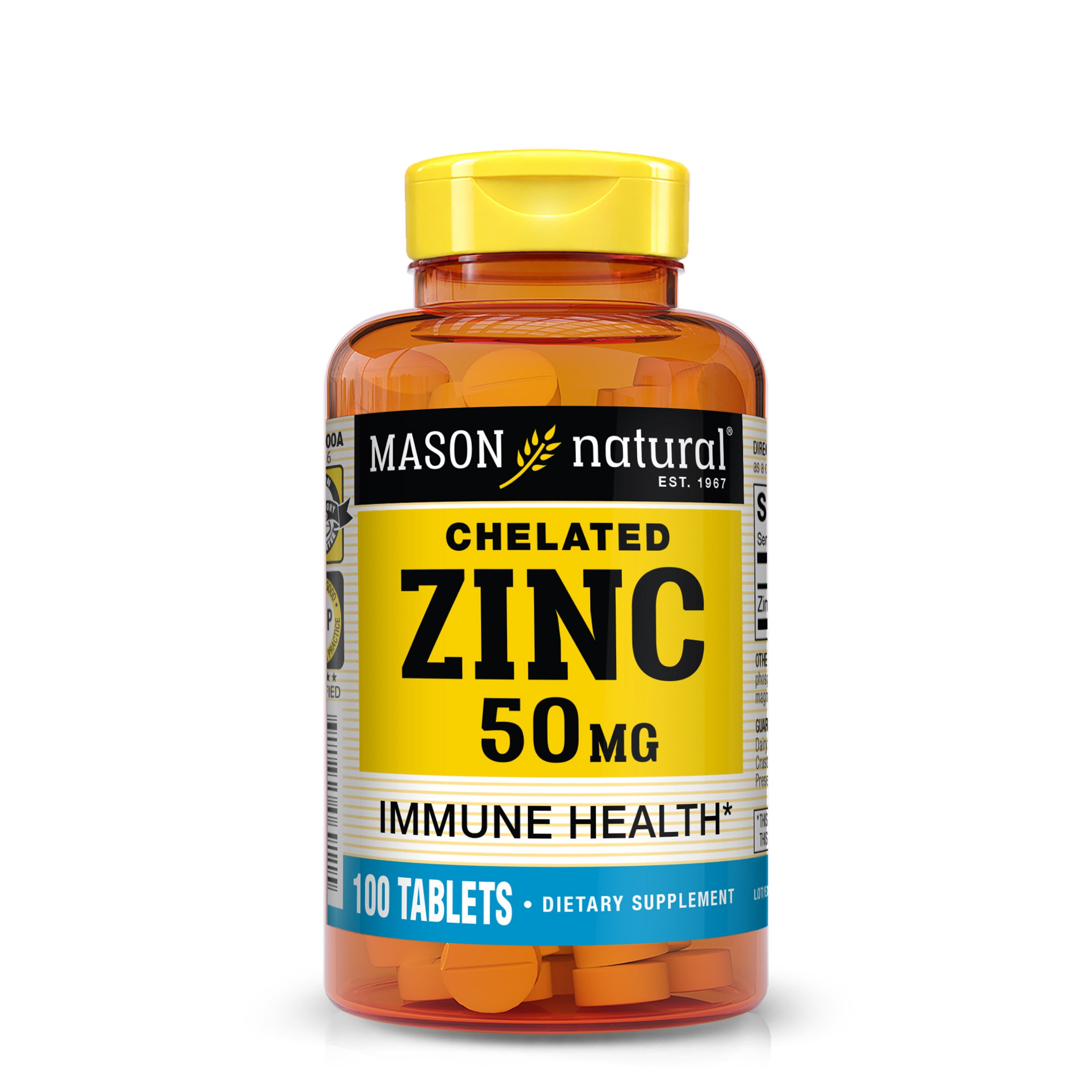 Zinc 50 mg - Improved Immune System Function, Supports Antioxidant Health, Aids Absorption of B Vitamins, 100 Tablets
