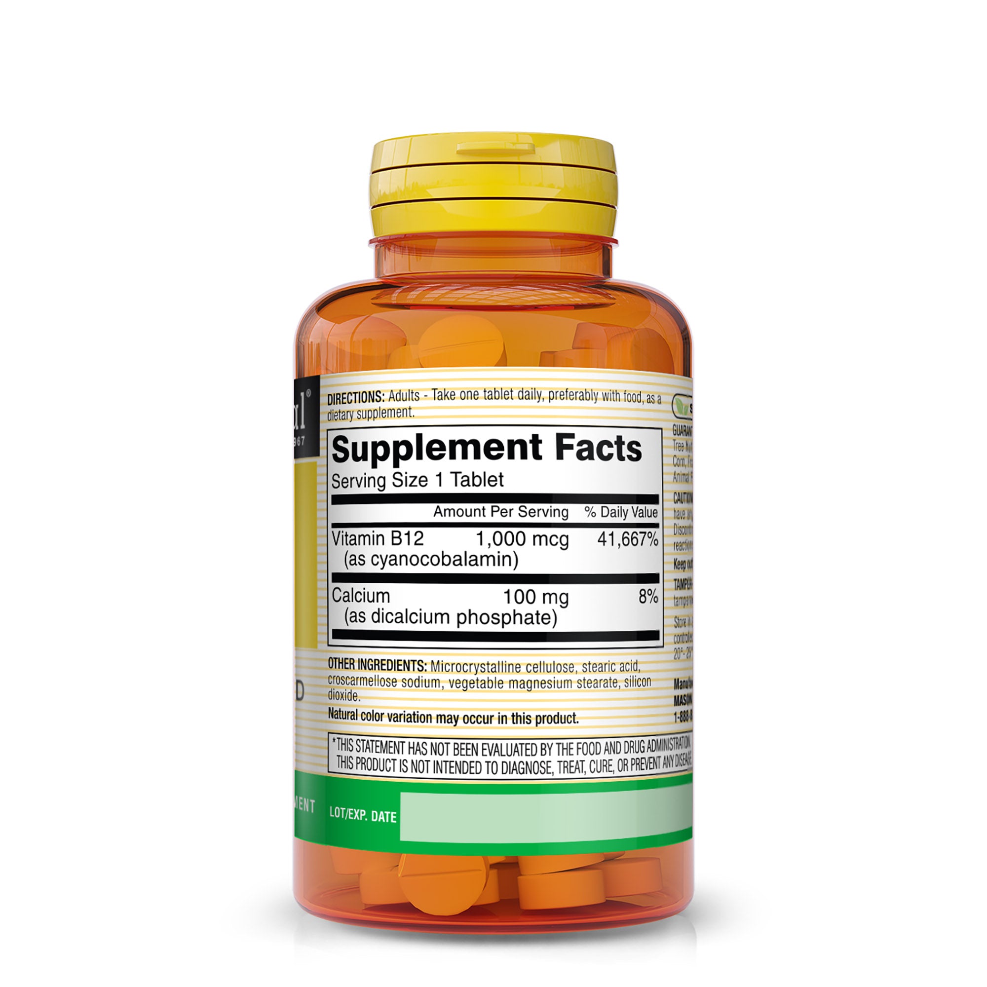 Vitamin B12 1000 mcg with Calcium - Healthy Conversion of Food into Energy, Supports Nerve Function and Health, 60 Tablets