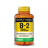 Vitamin B2 (Riboflavin) 100 mg - Healthy Conversion of Food into Energy, Supports Nerve Function and Health, 100 Tablets