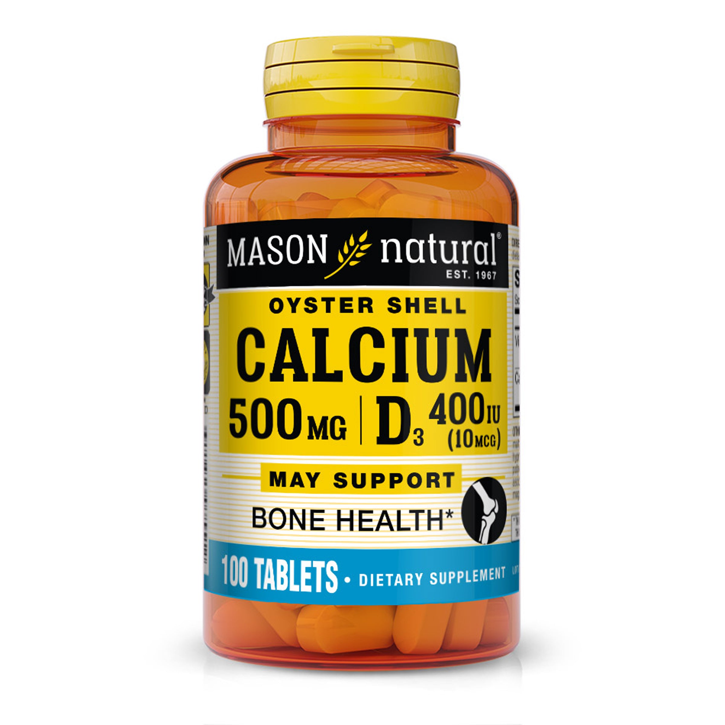 Calcium 500mg (Oyster Shell) with Vitamin D3-Strengthens Muscle Function, Supports Healthy Bones, and Overall Health, Tablets
