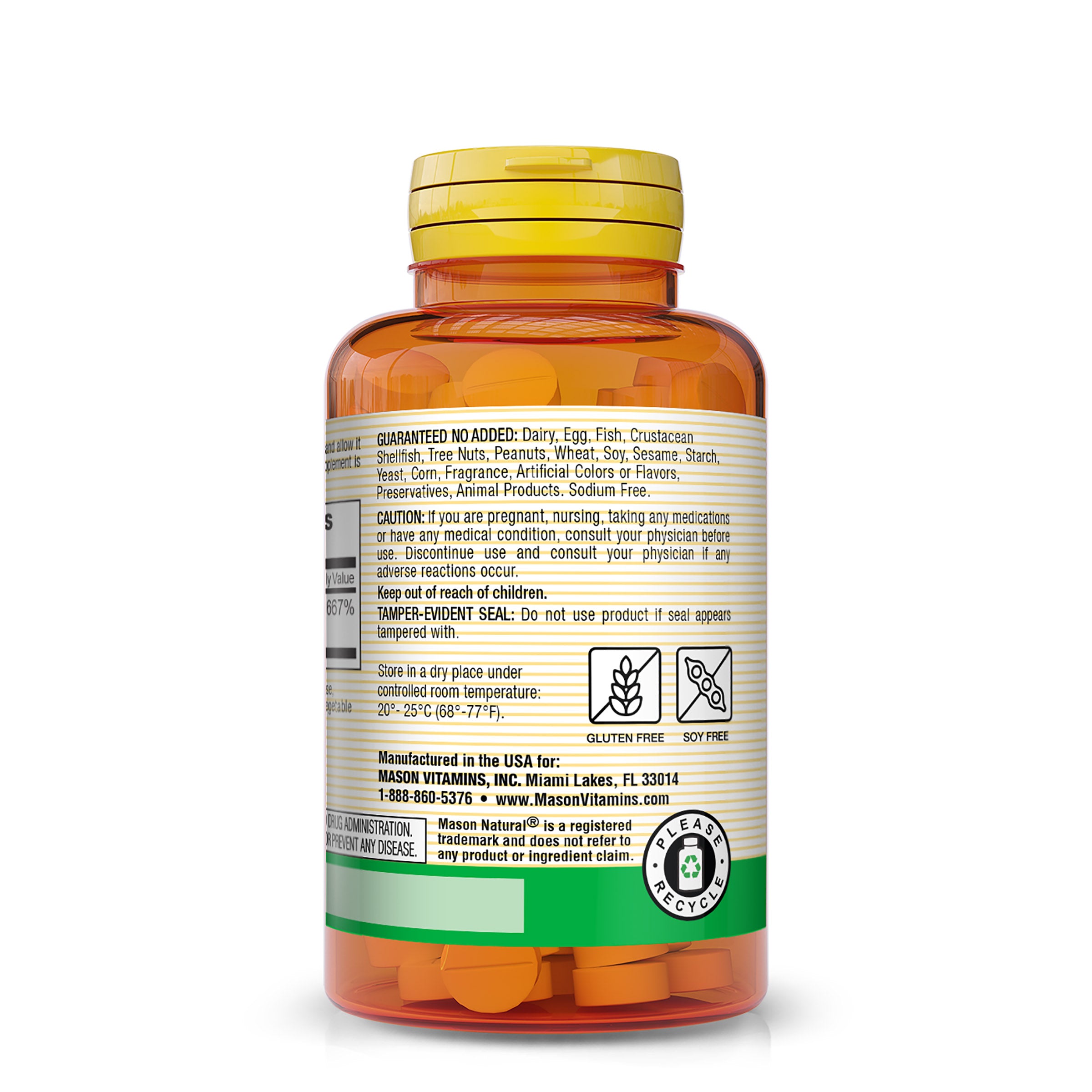 Mason Natural Vitamin B12 1000 mcg Quick Dissolve –  Tablets. Side image of supplement bottle.
