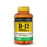 Vitamin B12 1000 mcg Quick Dissolve - Healthy Conversion of Food into Energy, Supports Nerve Function and Health, 100 Tablets